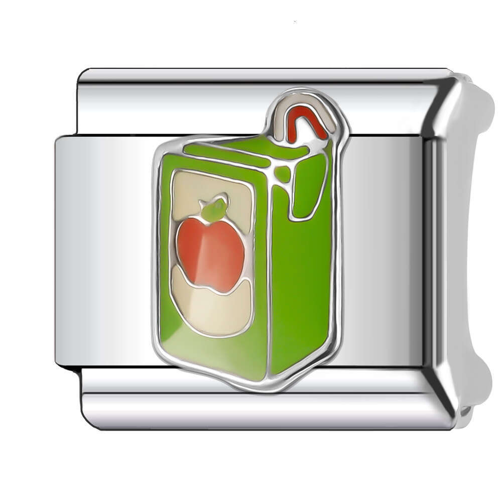 New Women's Gift Green Flower Earth Red Wine Bead Italian Charms Links Bangle Beads Fit 9mm Stainless Steel Bracelet Making DIY For Women accesso