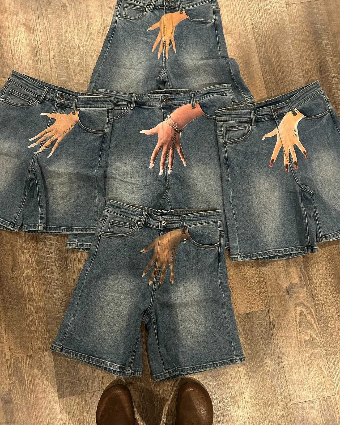 Vintage Blue Baggy Denim Gym Shorts Harajuku Hip Hop Y2K Shorts Pants Mens Graphic Print New Gothic Sweatpants Basketball ShortsX240914