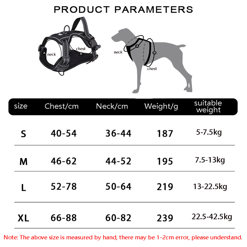 Nylon Pet Harness Reflective Adjustable Medium Large Dogs Harnesses with Proximity Control Handle for Dog Training and Running