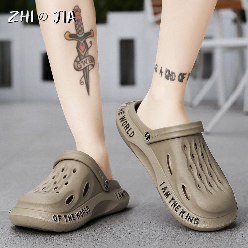 Plus Size Men's Soft Sole Garden Shoes Summer Fashion Versatile Slippers Outdoor Tourism Breathable Beach Sandals Hole Footwear