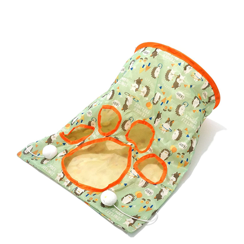New Cat Tunnel Bag 3 Layers Rattle Paper Pet Kitten Tunnel Small Pets Drill Bucket Foldable Interactive Cat Toys With Plush Ball