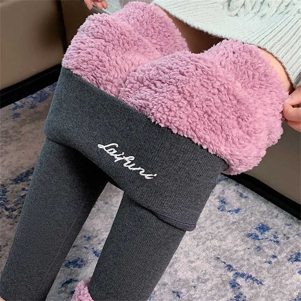 Winter Cloud Velvet Warm Slimming Pants Women Letter Printed Elastic High Waist Leggings Woman 2022 Thicken Casual Pants FemaleX240914