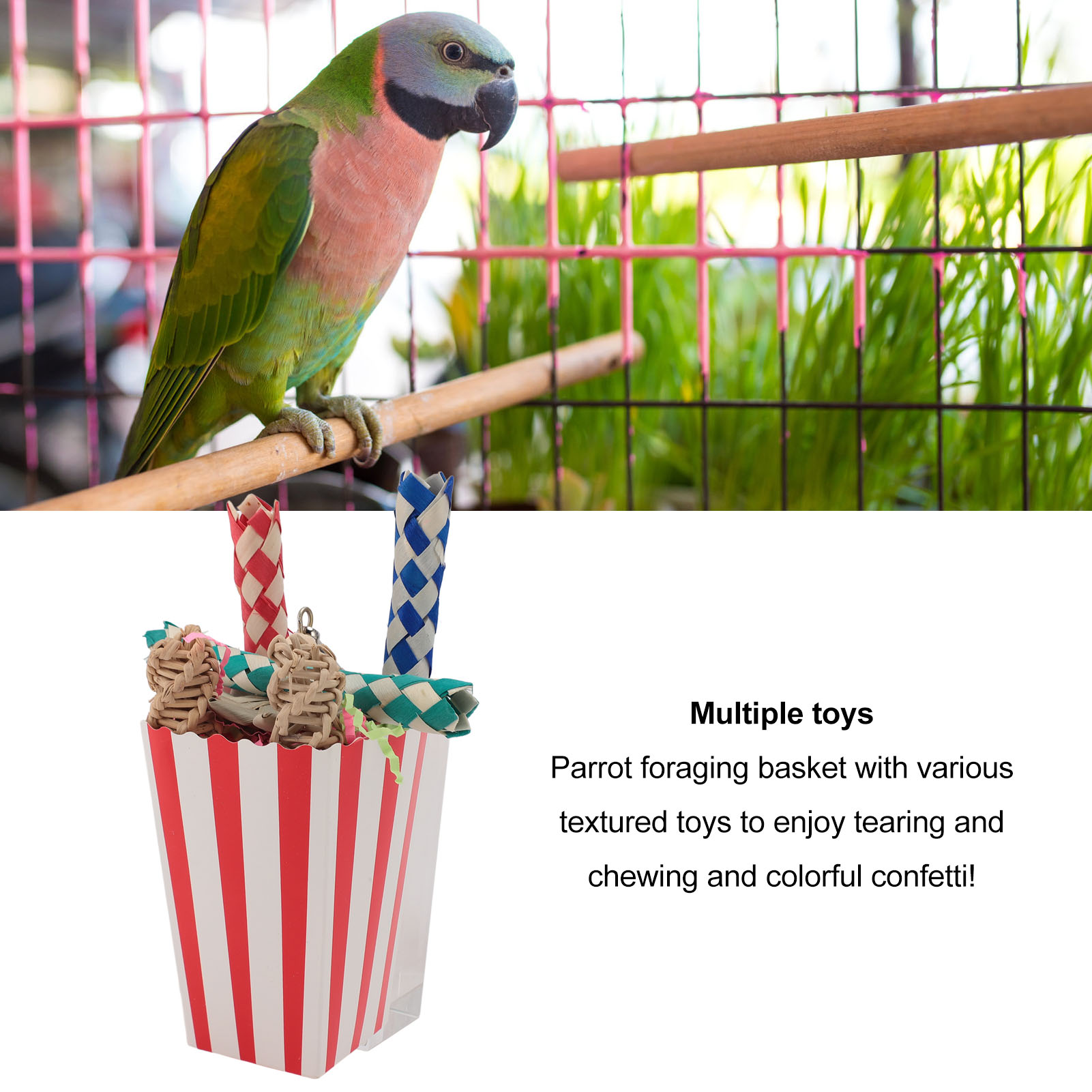 Bird Chewing Shredding Foraging Toys Colorful Encourage Instinct Bird Shredded Paper Toys For Small Medium Parrot Birds Orange