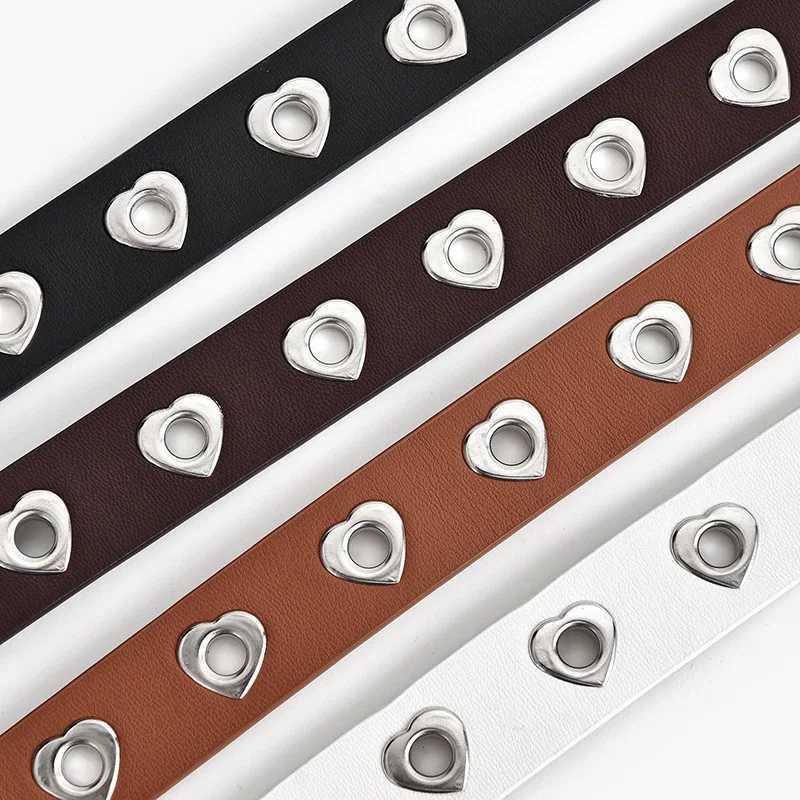 Love Button Decoration for WOMENS Jeans Waistband Fashionable Heart-shaped Eyelet Hollow BeltX240914