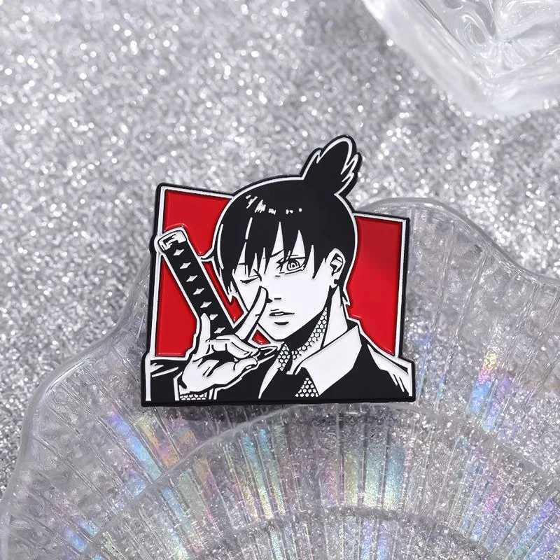 Animation Peripheral Chainsaw Man Brooch Hayakawa Akdenji Pava Brooch Comic Style Black and White Metal BadgeX240914