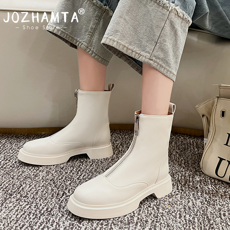 JOZHAMTA Size 34-43 Women Ankle Boots Platform Thick Heels Winter Shoes Fall 2025 Short Booties Casual Office Dress