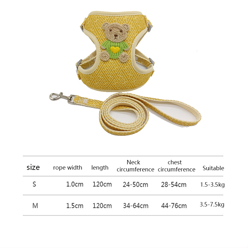Adjustable Pet Leash Vest Style Dog Chest Harness and Leash Set Mesh Breathable Suitable for Small Medium Dogs & Cats Supplies