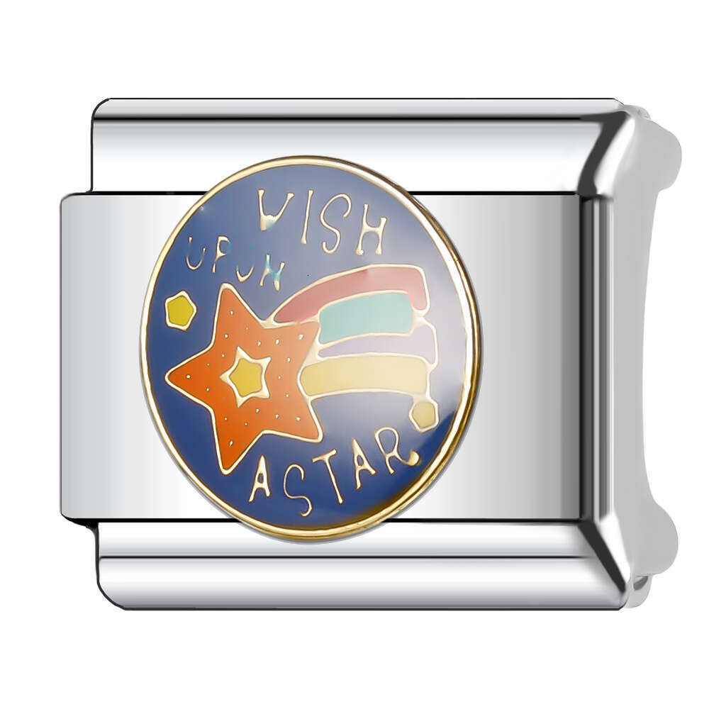 New Women's Gift Colorful stars Bead Italian Charms Links Bangle Beads Fit 9mm Stainless Steel Bracelet Making DIY For Women Fashion Jewelry