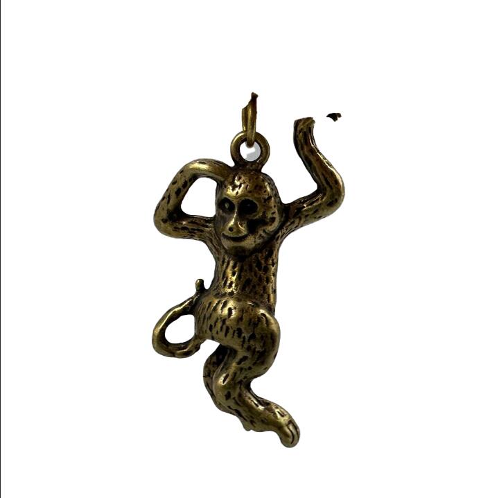 Collection Chinese Bronze Brass Zodiac Animal Likable Monkey Pingan Pendant
