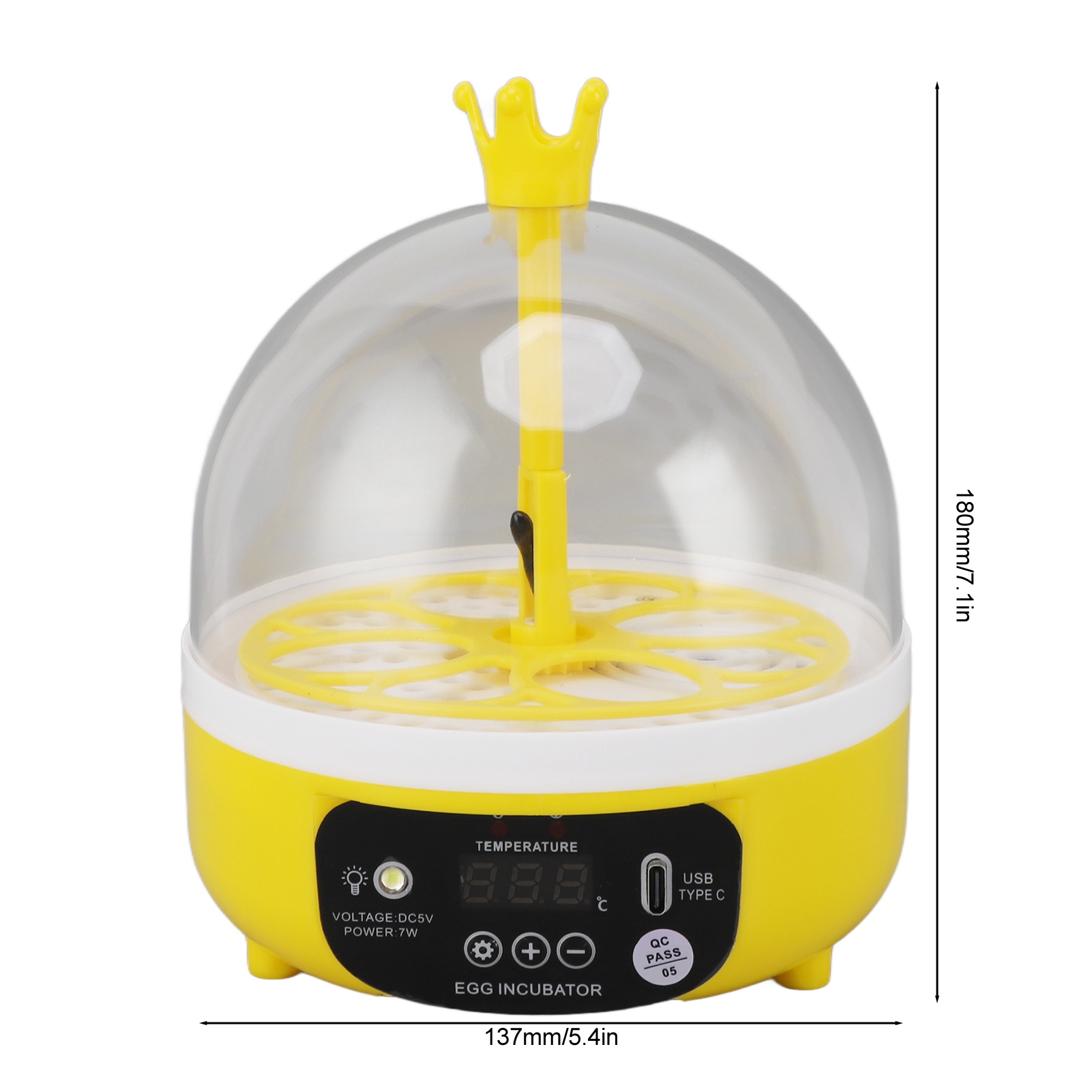 Egg Incubator Portable Poultry Hatching Machine Noiseless Transparent Lid Automatic Temperature Humidity Control for Home