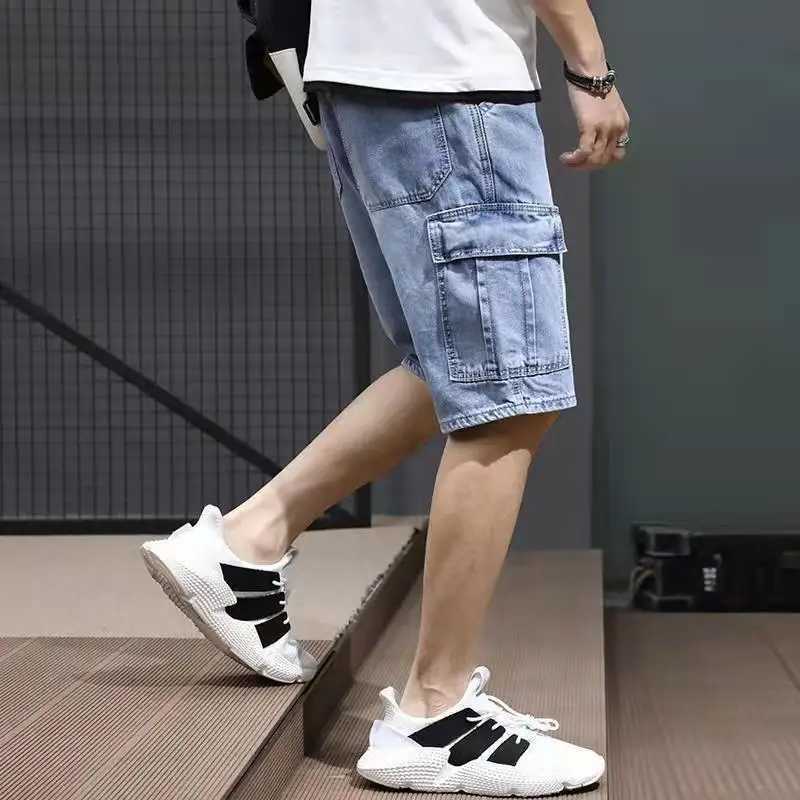 New Arrival Fashion Mens Casual Loose Baggy Cowboy Pants Streetwear Cargo Summer Denim Jeans Straight Knee Length Shorts MaleX240914