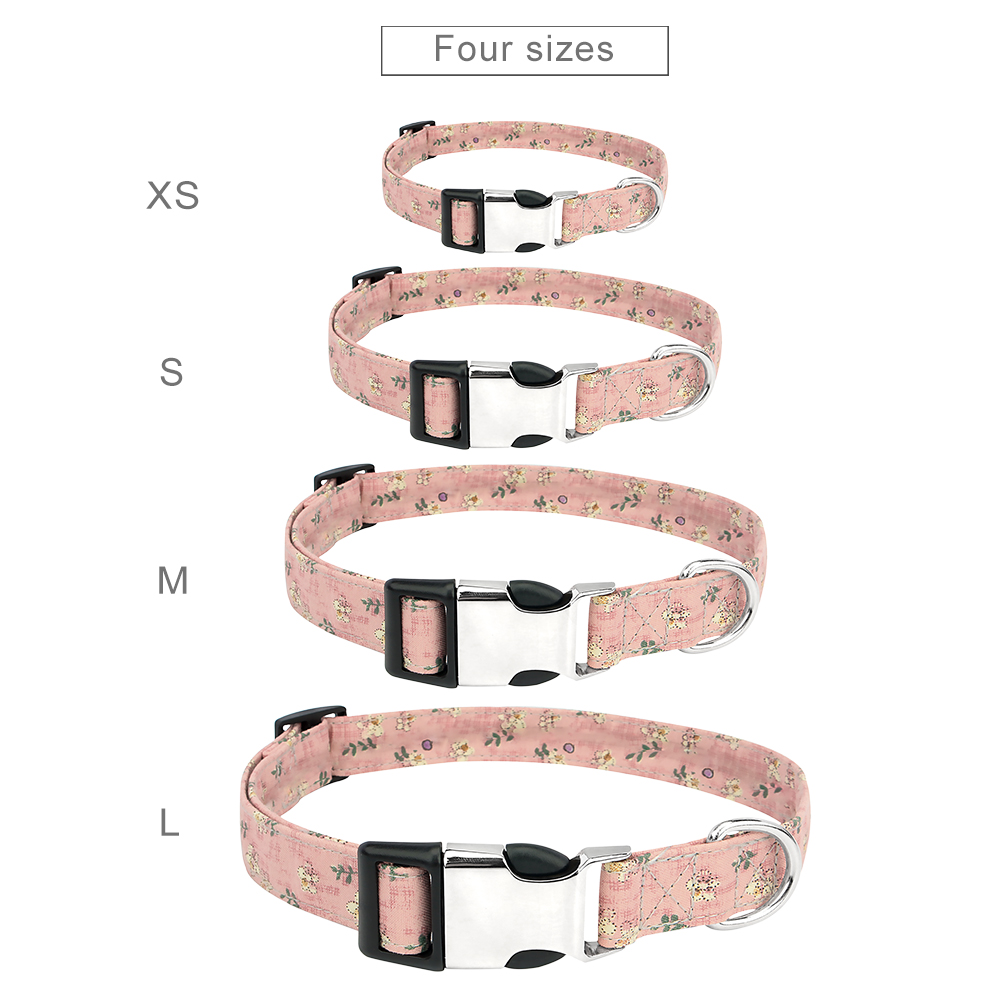 Adjustable Small Floral Pattern Pet Collar Dog Collar Leash Set Soft and Comfortable for Small Medium Large Dogs Cat Accessories