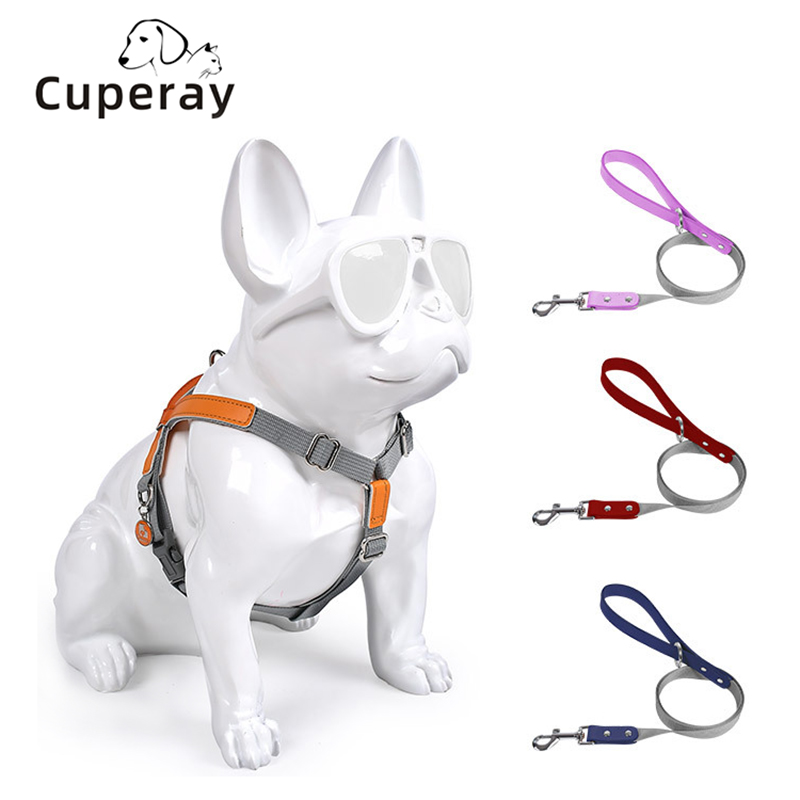 Pet Harness and Leash Nylon Leather Dog Harness Durable and Adjustable for Large,Medium Small Dogs Outdoor Training and Walking
