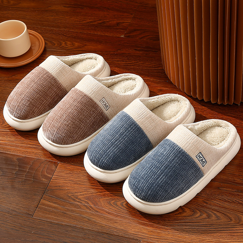 Winter Warm Slippers Men Plush Fur Indoor Home Shoes Thick Sole Anti Slip and Casual Soft Comfortable Slippers for Men Couples