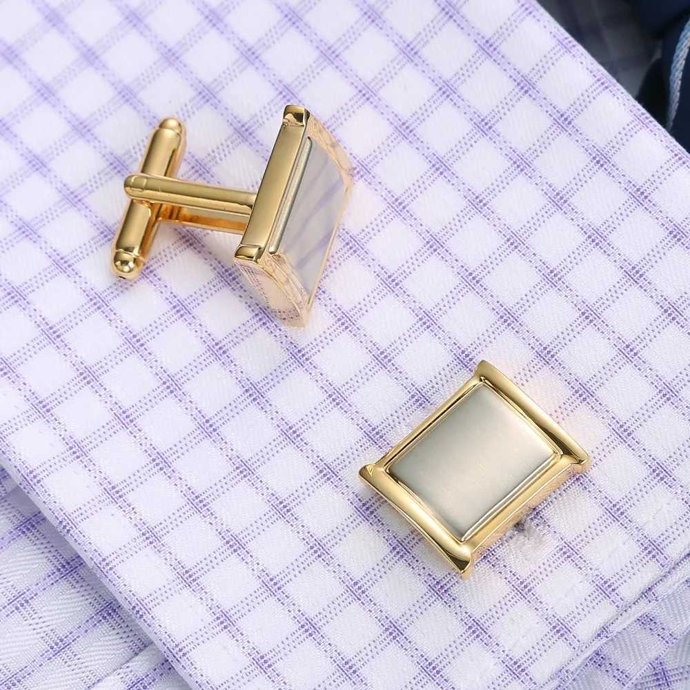 High Quality Cufflinks For Mens Luxury Tie Clip Set Golden High Quality Simple Shirt Buttons Wedding Groom Jewelry AccessoriesX240914