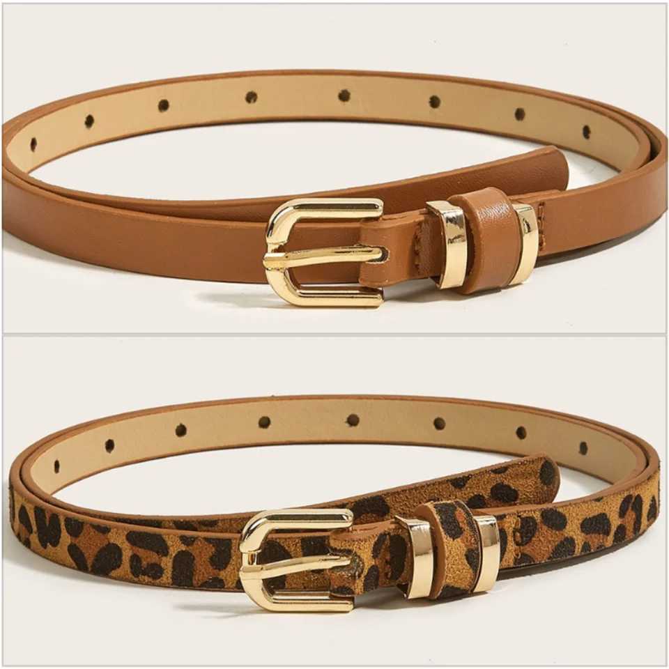Temperament Thin Belt Versatile Womens Needle Buckle Small Belt Decoration Simple Summer Leopard Pattern Womens BeltX240914