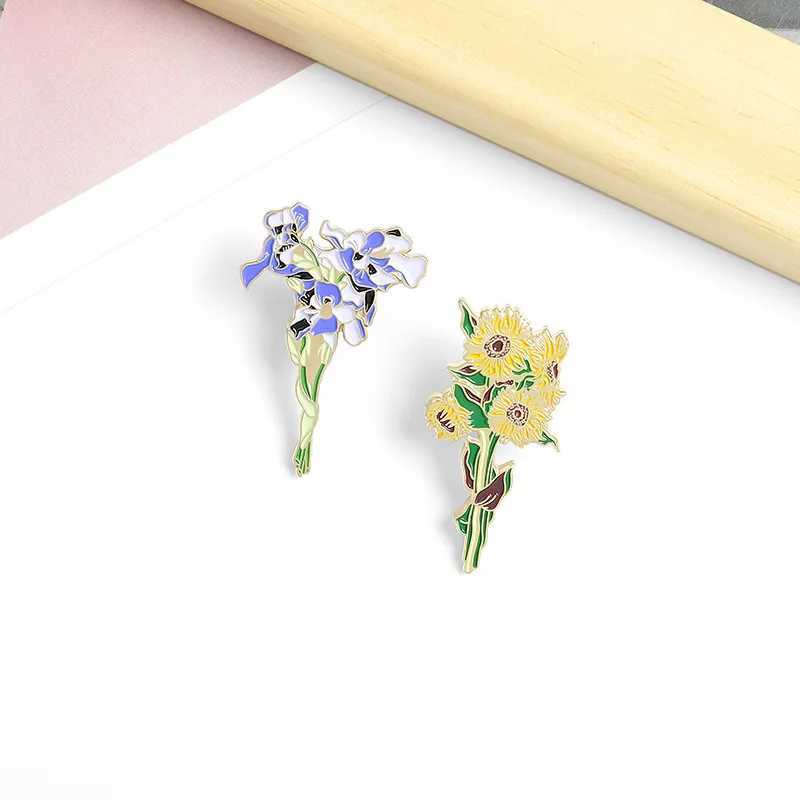 Morning Glory Sunflower Enamel Pins Loving Your Life Brooches Lapel Backpack Badges Wholesale Plant Pin Jewelry Gifts for FriendX240914