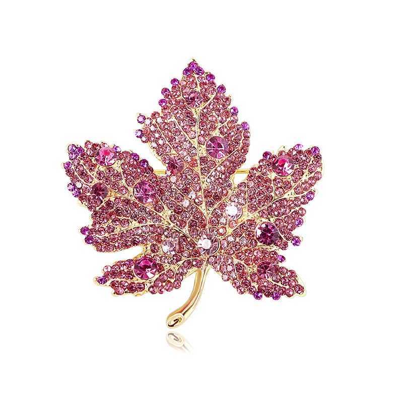 Vintage Large Rhinestone Red Maple Leaf Brooches For Women Men Suit Elegant Crystal Plant Leaves Brooch Pin Luxury Jewelry GiftsX240914