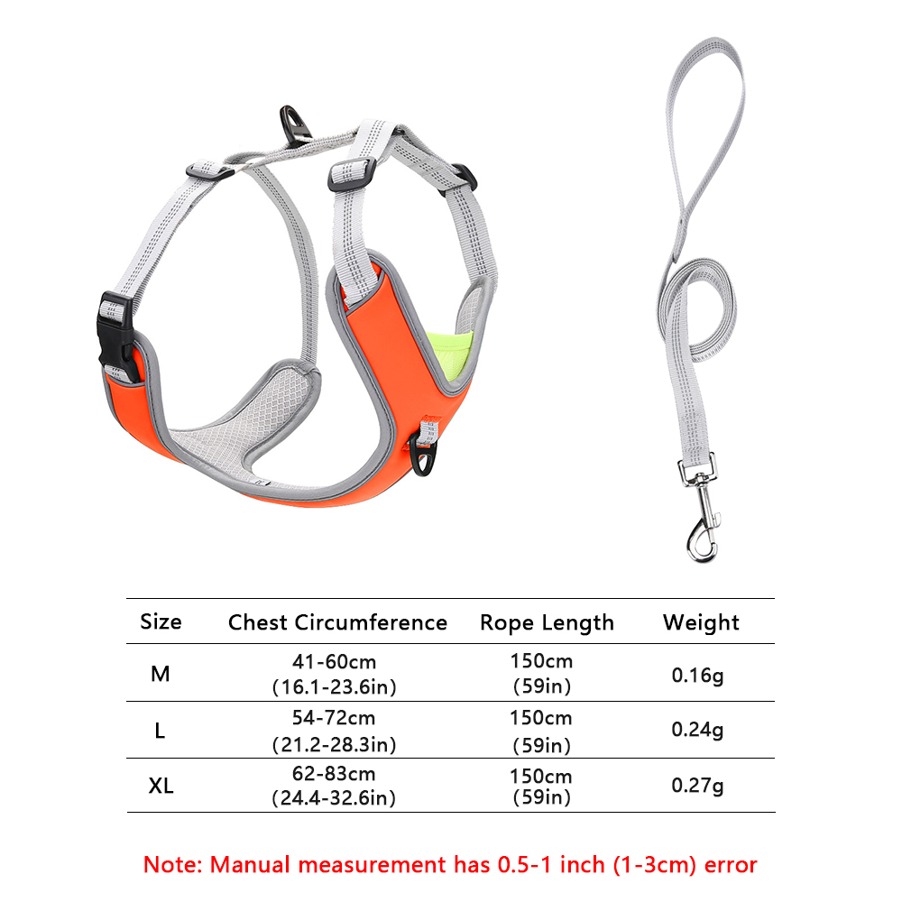 Reflective Dog Harness and Leash Set, Vest Style Adjustable Blast Proof Design Dogs Harness for Medium and Large Dogs Outdoors