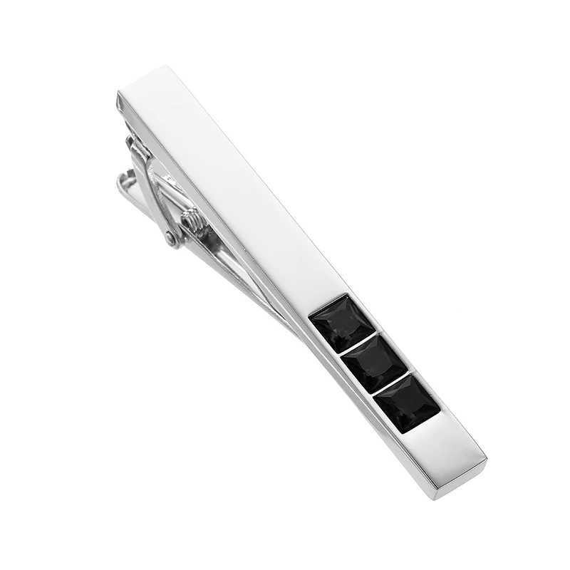 New copper material shiny red blue black crystal tie clip fashion brand mens wedding tie clip clothing accessories wholesaleX240914