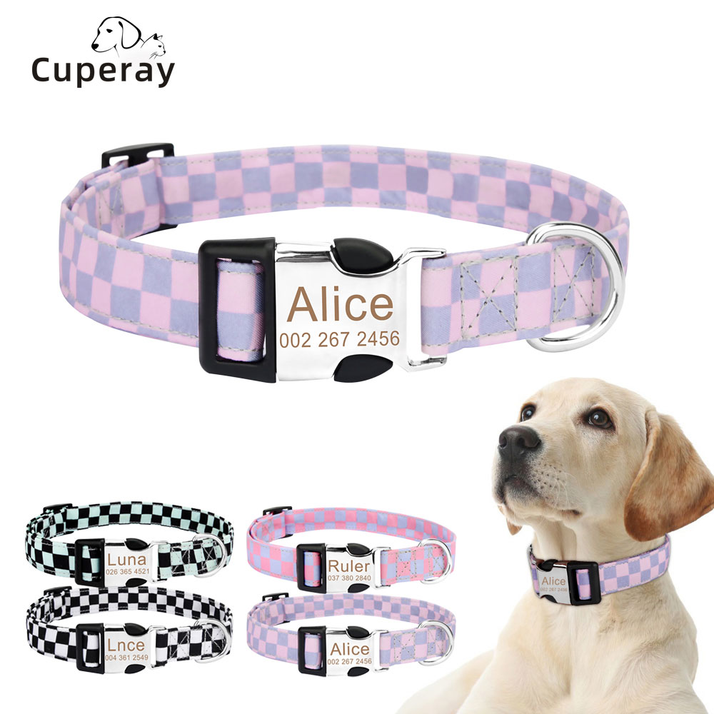 Personalized Dog Collar for Medium Large Small Dogs with Name & Phone Number Engraved Metal Buckle - with Safety Metal Buckle