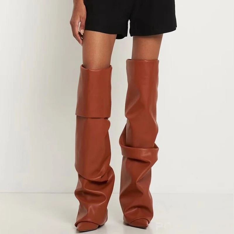 JOZHAMTA Size 34-43 Over Knee Female Pointed Toe Slip On Thin High Heels Pumps Party Shoes Woman Fashion Long Boots