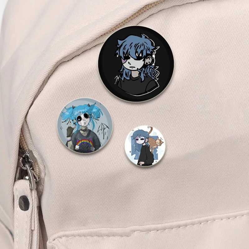 Sally Face HD Print Cartoon Brooches Horror Suspense Puzzle Game Badge Round Display Lapel Pins Jewelry Gift AccessoryX240914