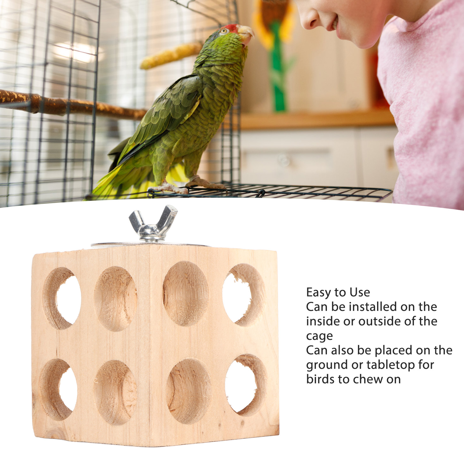 Bird Block Toy Foraging Shredding Wooden Parrot Block Chewing Toy For Lovebirds Cockatiels Budgies