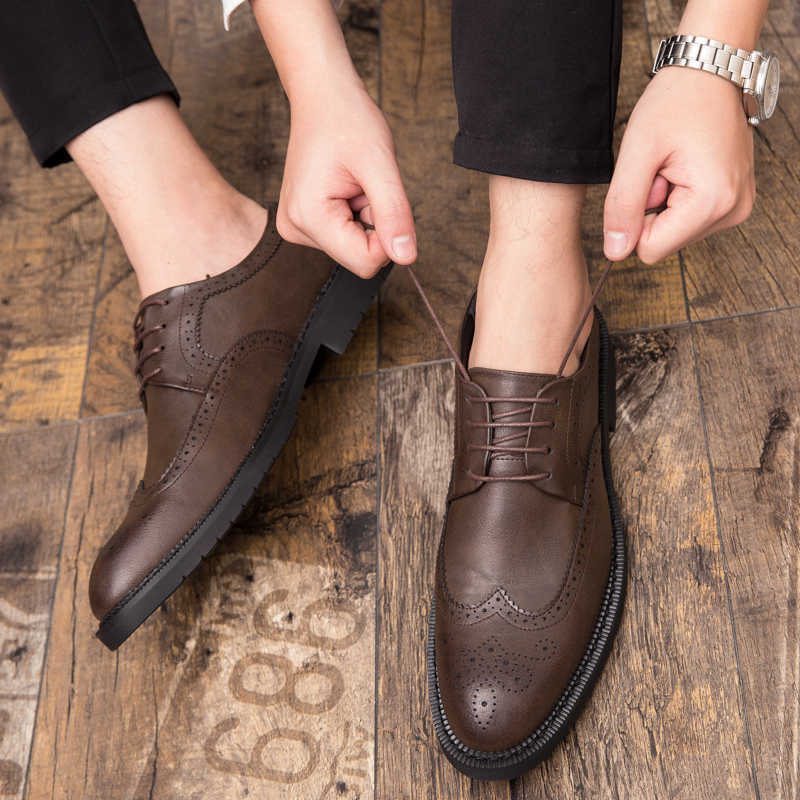 Man Brogue Nightclub Business Dress Italian Formal Fashion Casual Leather New Male Flats Men's Wedding Party Oxfords Quality Shoes Footwear 224F