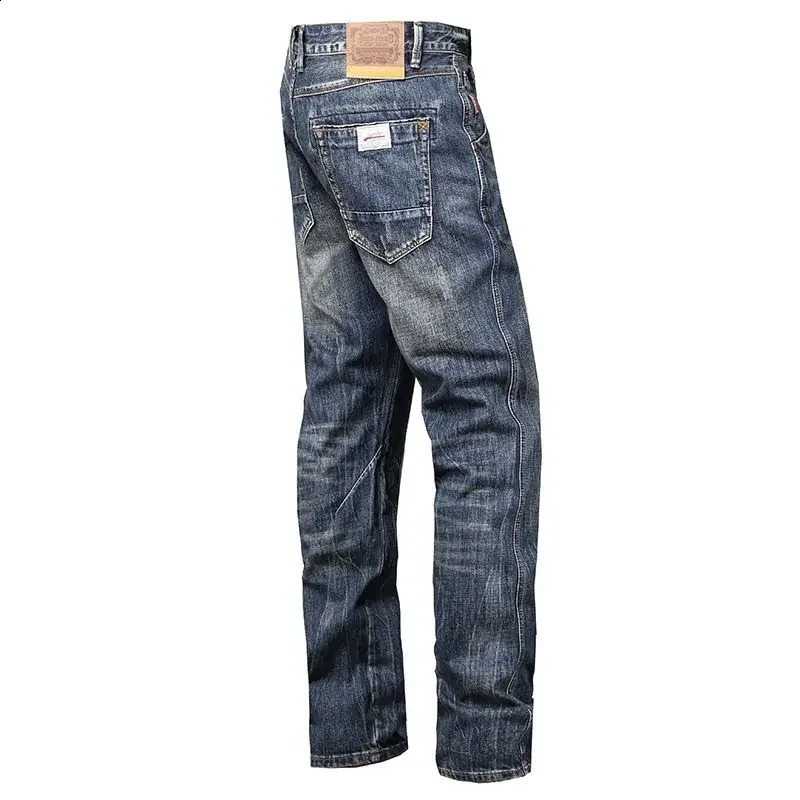 Trousers Male Cowboy Pants Jeans for Men Cropped with Pockets Casual Original High Quality Stacked Washed Soft Y2k Vintage Goth 240830