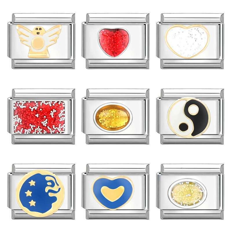 New Women's Gift Marry Me love heart Butterfly Pendant Italian Charms Links Bangle Beads Fit 9mm Stainless Steel Bracelet Making DIY For Women Fa