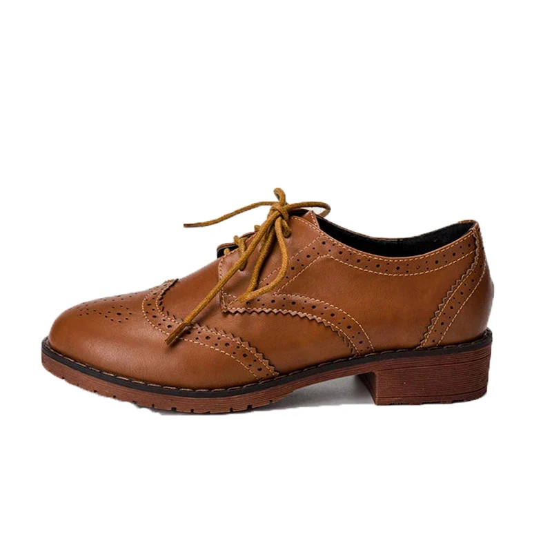 Leather oxford shoes for women flats round toe derby sneaker party casual shoes slip on loafers chaussure femme talon femme