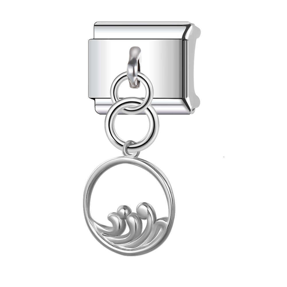 New Women's Gift shine stars pendant Bead Italian Charms Links Bangle Beads Fit 9mm Stainless Steel Bracelet Making DIY For Women Fashion Jewelry