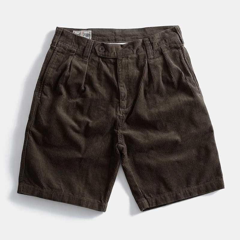 Summer new mens fashion casual loose vintage corduroy cargo shorts Y240914