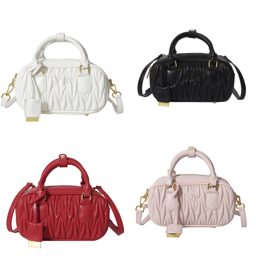 Designer Handbag 2024 new small square bag women's fashion pleated bowling bag temperament single shoulder crossbody bag