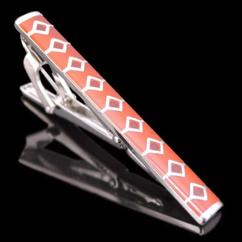 Fashion mens business formal Shirt cufflink tie clip high quality brass enamel craft exquisite pattern tie clipX240914