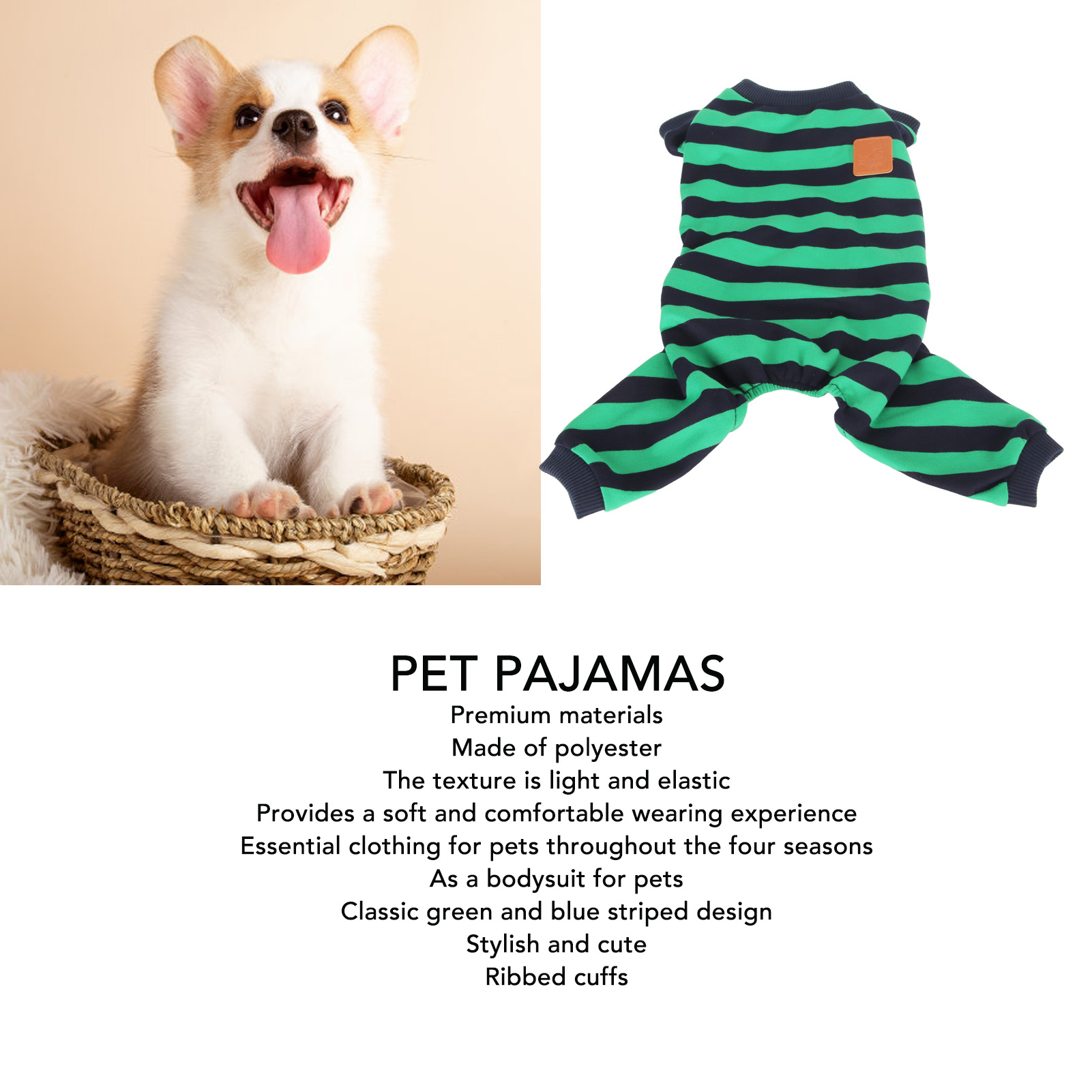 Striped Dog Pajamas Stylish Cute Stretchy Breathable 4 Legged Pet Pajamas For Home Daily Wear