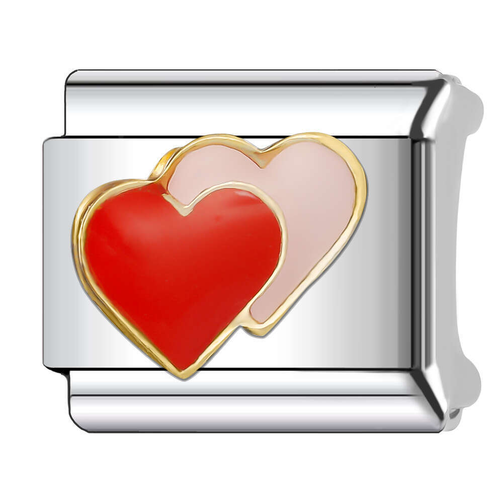 New Women's Gift pink sweet heart Bead Italian Charms Links Bangle Beads Fit 9mm Stainless Steel Bracelet Making DIY For Women Fashion Jewelry