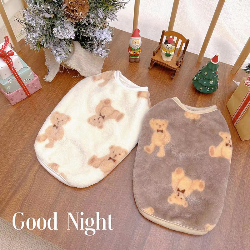 Flannel Pet Cute Bear Hoodies Autumn Winter Four Legged Puppy Clothes Cat Puppy Hoodies Pet Jumpsuit Chihuahua Clothes Supplies