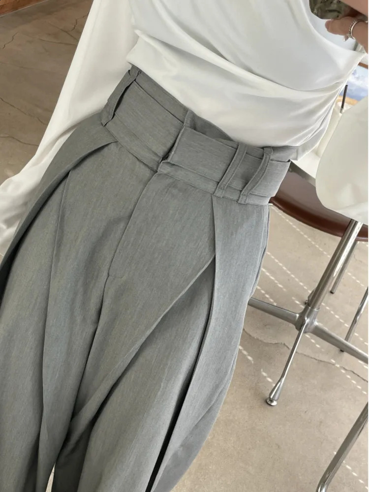 BJTZ n Sense niche 3D waist slimming wide leg hem womens casual pants spring HL106 240913