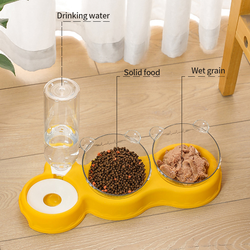 Automatic Cat Bowl Cat Food Water Feeder Pet Bowl Automatic Feeder Water Dispenser Food Container Drinking Water Bowl Pet Feeder