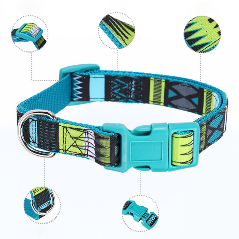 Adjustable Dog Collar,for Small Medium Dogs,Nylon High-Density Polyester Pattern Collars Safety Buckle for Pet Walking Running