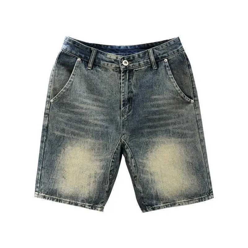 Mens Retro Denim Shorts Casual Knee Length Solid Fashion Cowboy Shorts 2023 Summer New Kpop Boyfriend Streetwear Short JeansX240914