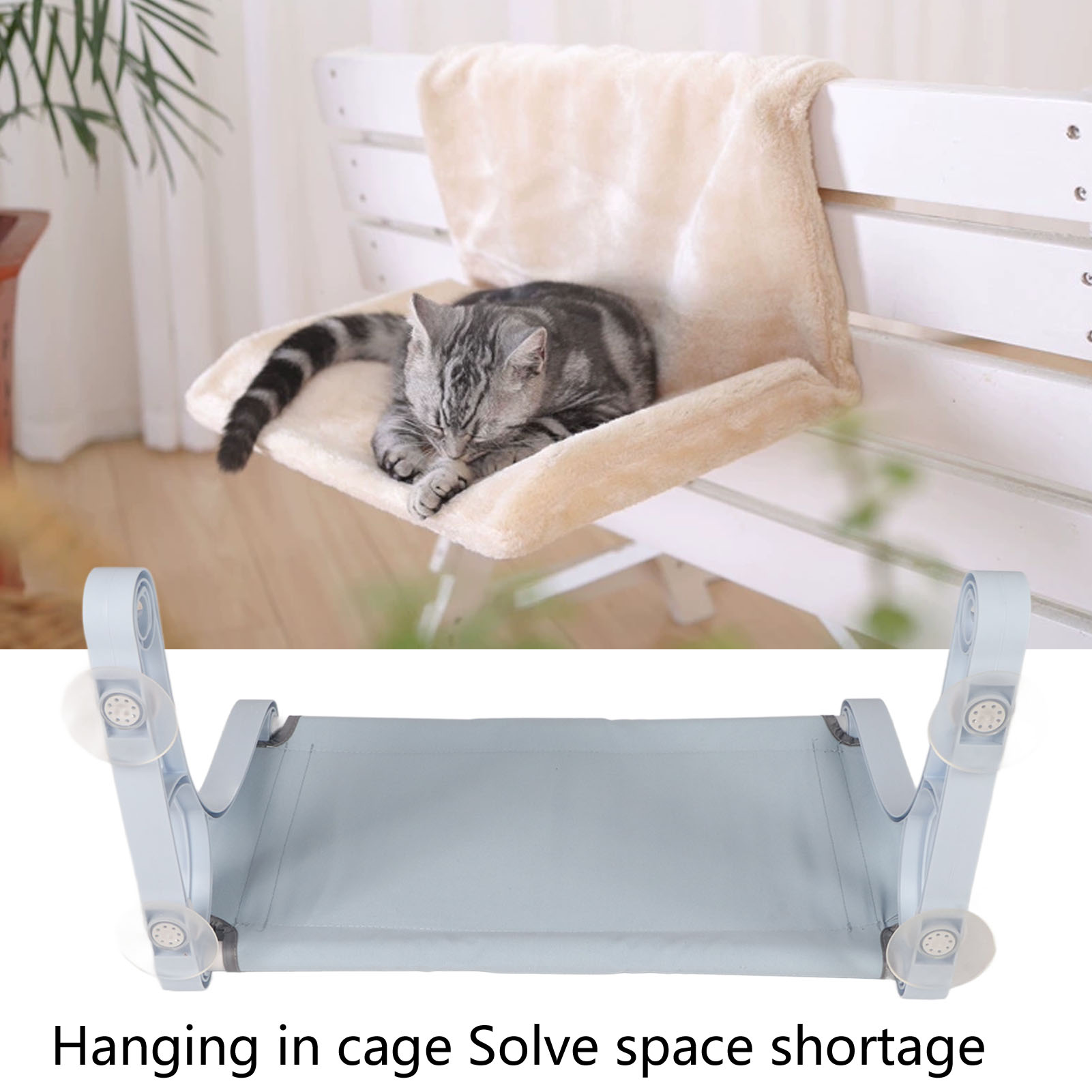 Cordless Hammock for Cat Window Perch, Hanging Pet Resting Seat, Safety Hammock with Suction Cups, Detachable Bed, 4PCs