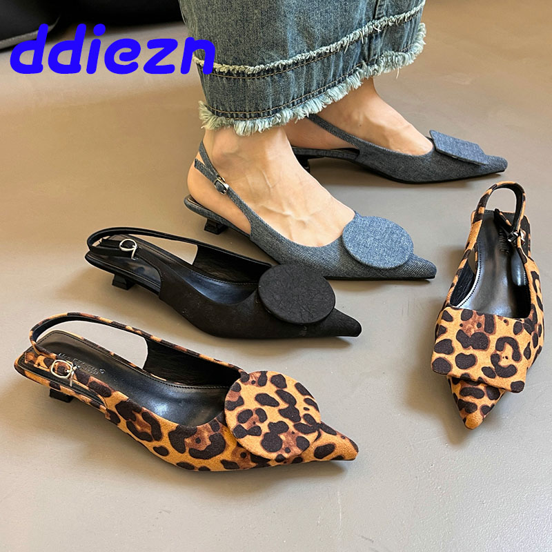 Fashion New Leopard Print Footwear Designer Women Pumps With Low Heel Female Pointed Toe Shallow Ladies Heeled Shoes 38c8 ed