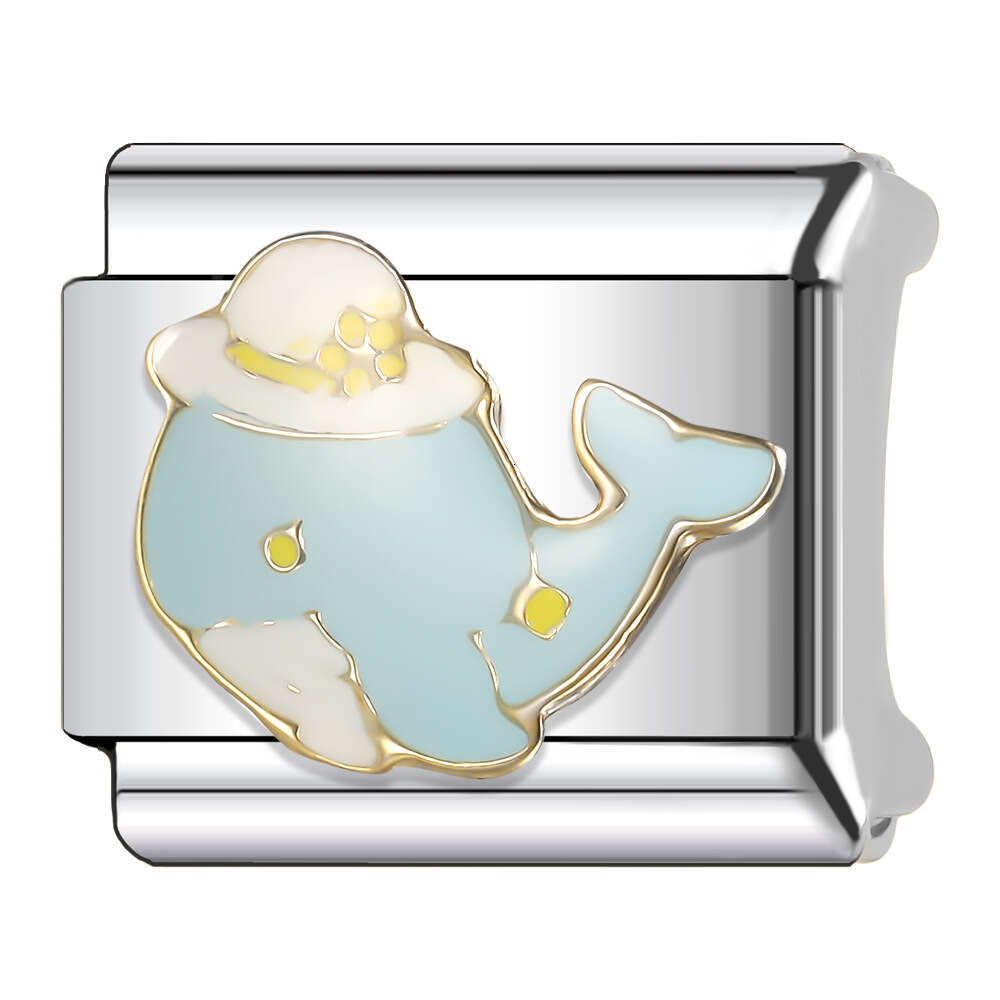 New Women's Gift Cherry with colorful enamel Bead Italian Charms Links Bangle Beads Fit 9mm Stainless Steel Bracelet Making DIY For Women Fashion