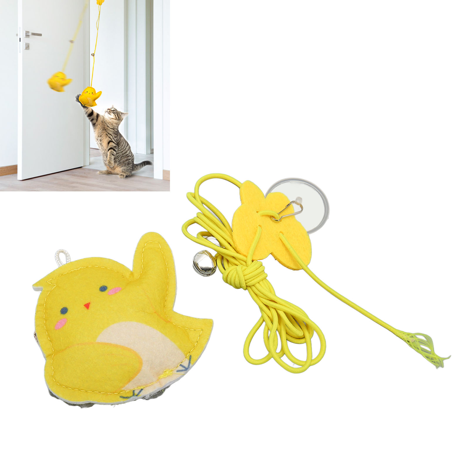 Hanging Door Cat Toy Adjustable Interactive Retractable Kitten Toy Funny Cat Teasing Toy