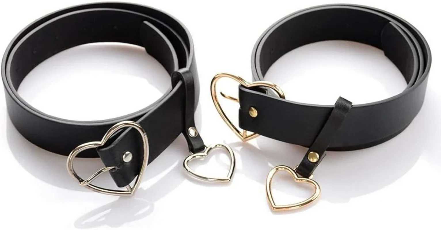 Heart Ring Buckle Belt Adjustable PU Leather Belt with Heart Shaped Metal Buckle Wide Black WaistbandX240914