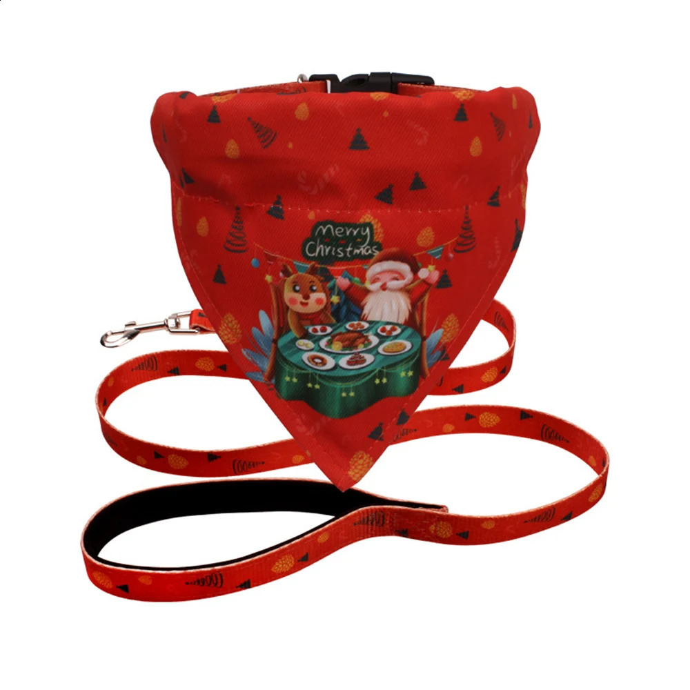 Christmas pet Bandanas collar and belt set used for dogs cats Halloween puppies dog scarves collars mascot costumes and supplies 240914