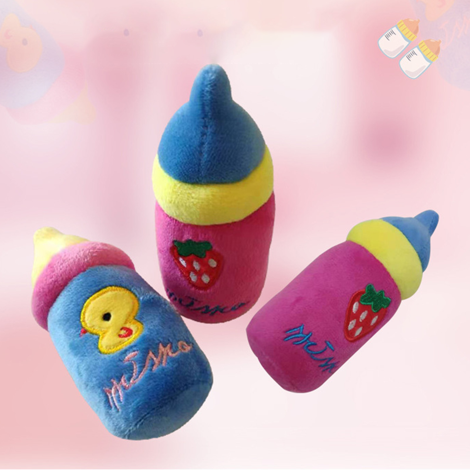 Dog Plush Toy Milk Bottle Bite Resistant Relieve Boredom Soft Pet Dog Squeaky Plush Toy For Indoor Outdoor